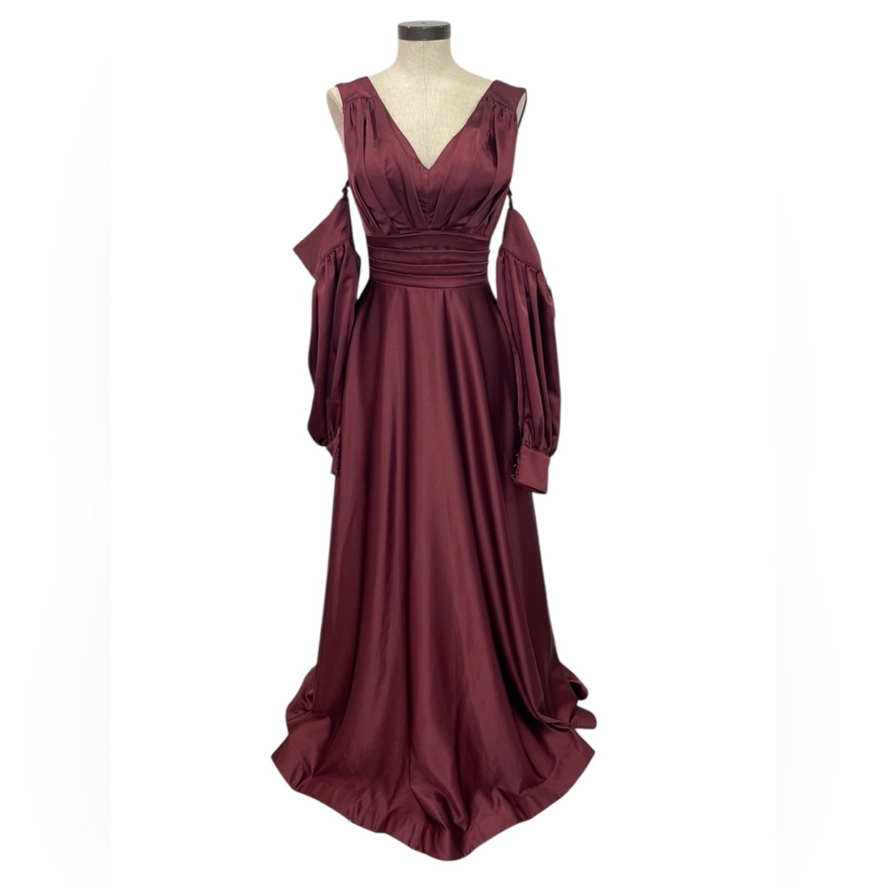 Elegant Burgundy Evening Gown